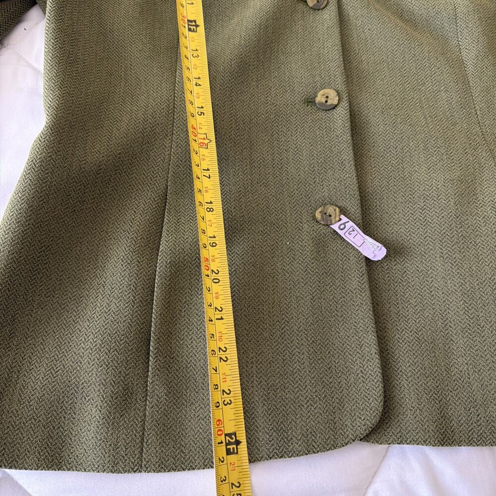Jones Wear Olive Green Suit Blazer/Jacket Lined Stylish Size 12 - Picture 6 of 14